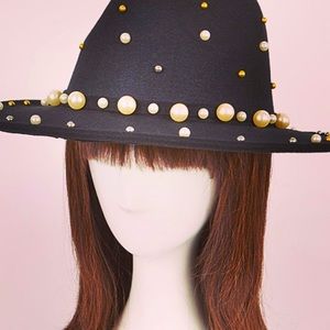 COPY - Iconic Fedora Hat W/pearls And Metal NEW